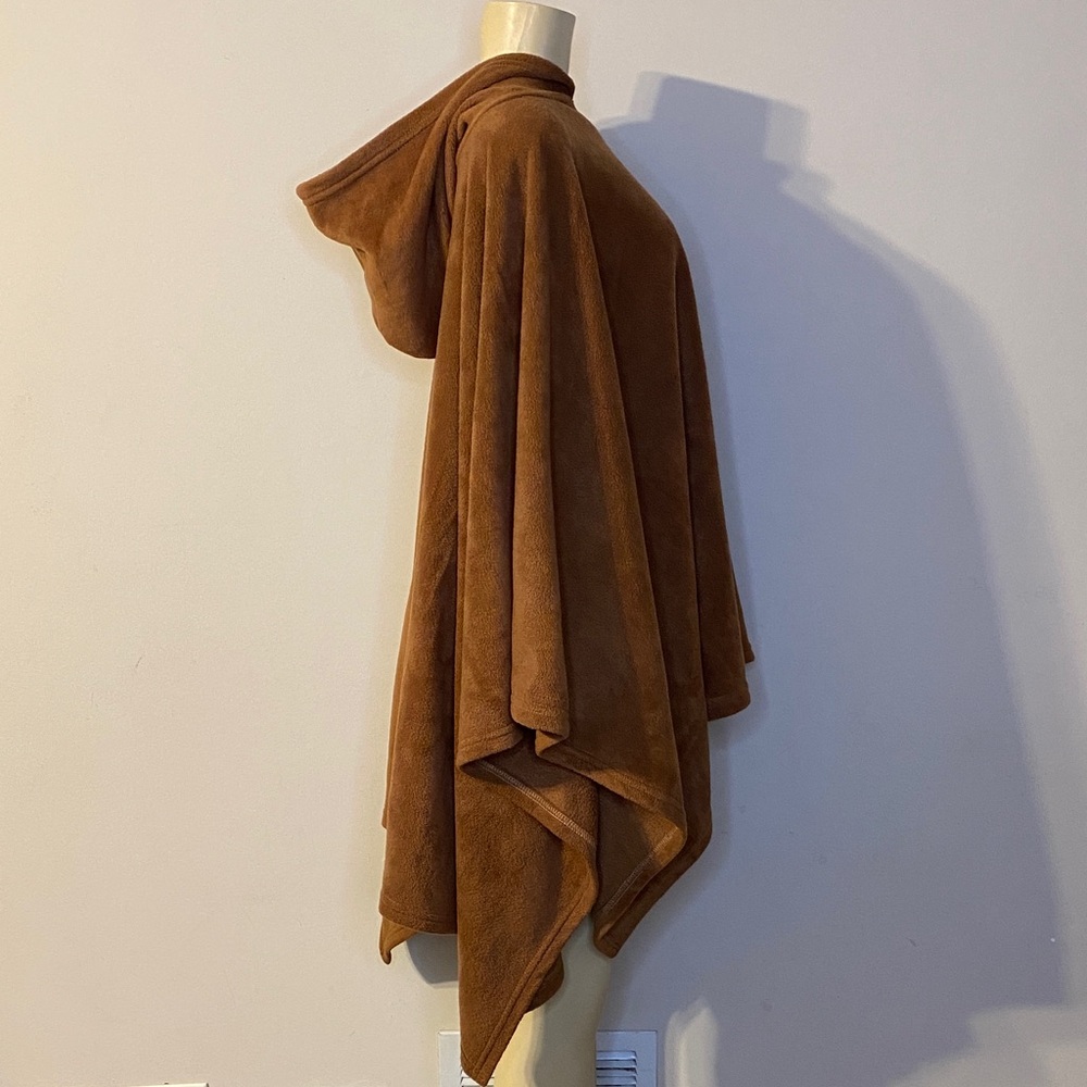 Awesome Wear Brown Hooded Poncho One Size Plus - Picture 4 of 6
